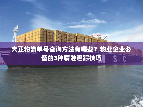 大正物流单号查询方法有哪些？物业企业必备的3种精准追踪技巧