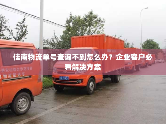 佳南物流单号查询不到怎么办？企业客户必看解决方案