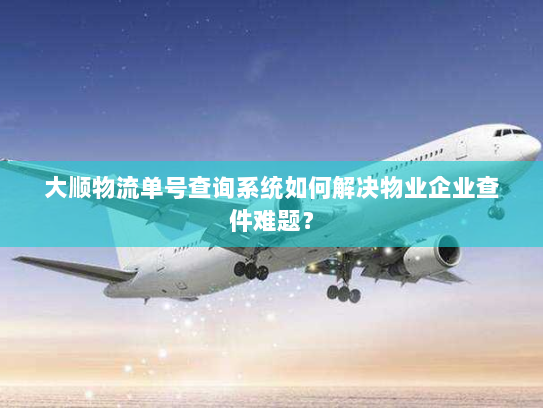 大顺物流单号查询系统如何解决物业企业查件难题？