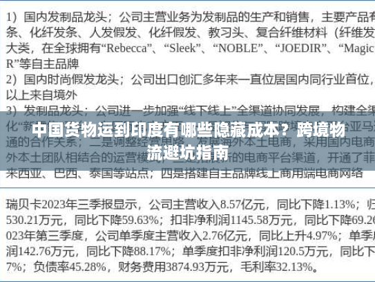 中国货物运到印度有哪些隐藏成本?跨境物流避坑指南 中国货物运到印度有哪些隐藏成本?跨境物流避坑指南