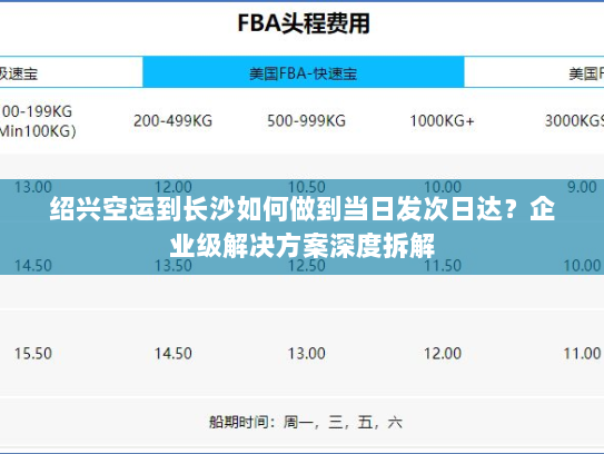 绍兴空运到长沙如何做到当日发次日达?企业级解决方案深度拆解 绍兴空运到长沙如何做到当日发次日达?企业级解决方案深度拆解