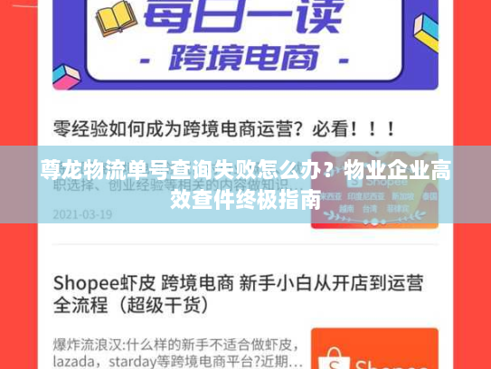 尊龙物流单号查询失败怎么办？物业企业高效查件终极指南