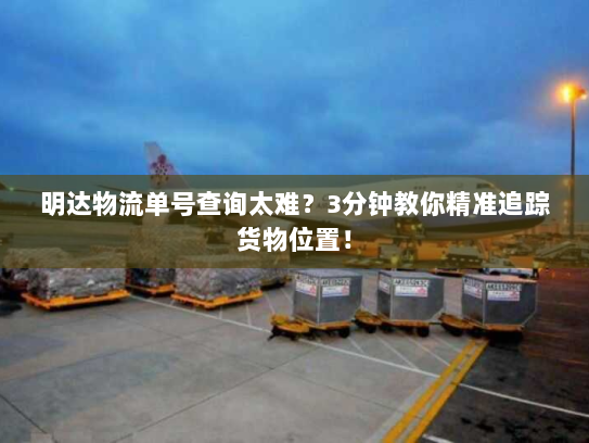 明达物流单号查询太难？3分钟教你精准追踪货物位置！