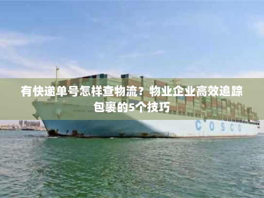有快递单号怎样查物流？物业企业高效追踪包裹的5个技巧