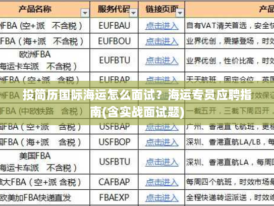 投简历国际海运怎么面试?海运专员应聘指南(含实战面试题) 投简历国际海运怎么面试?海运专员应聘指南(含实战面试题)