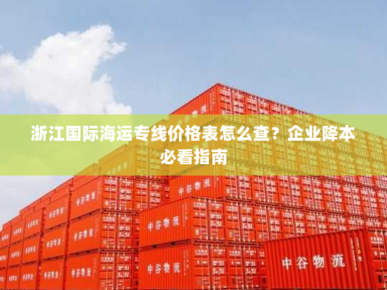 浙江国际海运专线价格表怎么查？企业降本必看指南