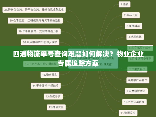 四通物流单号查询难题如何解决？物业企业专属追踪方案