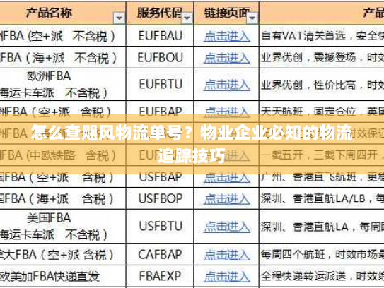 怎么查飓风物流单号?物业企业必知的物流追踪技巧 怎么查飓风物流单号?物业企业必知的物流追踪技巧