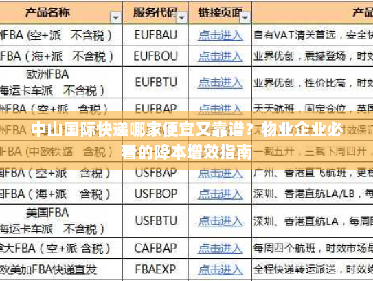 中山国际快递哪家便宜又靠谱？物业企业必看的降本增效指南